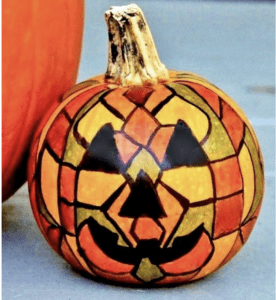 black outline-marker color spaces look like stained glass pumpkin